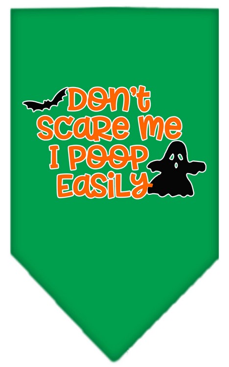 Don't Scare Me, Poops Easily Screen Print Bandana Emerald Green Large